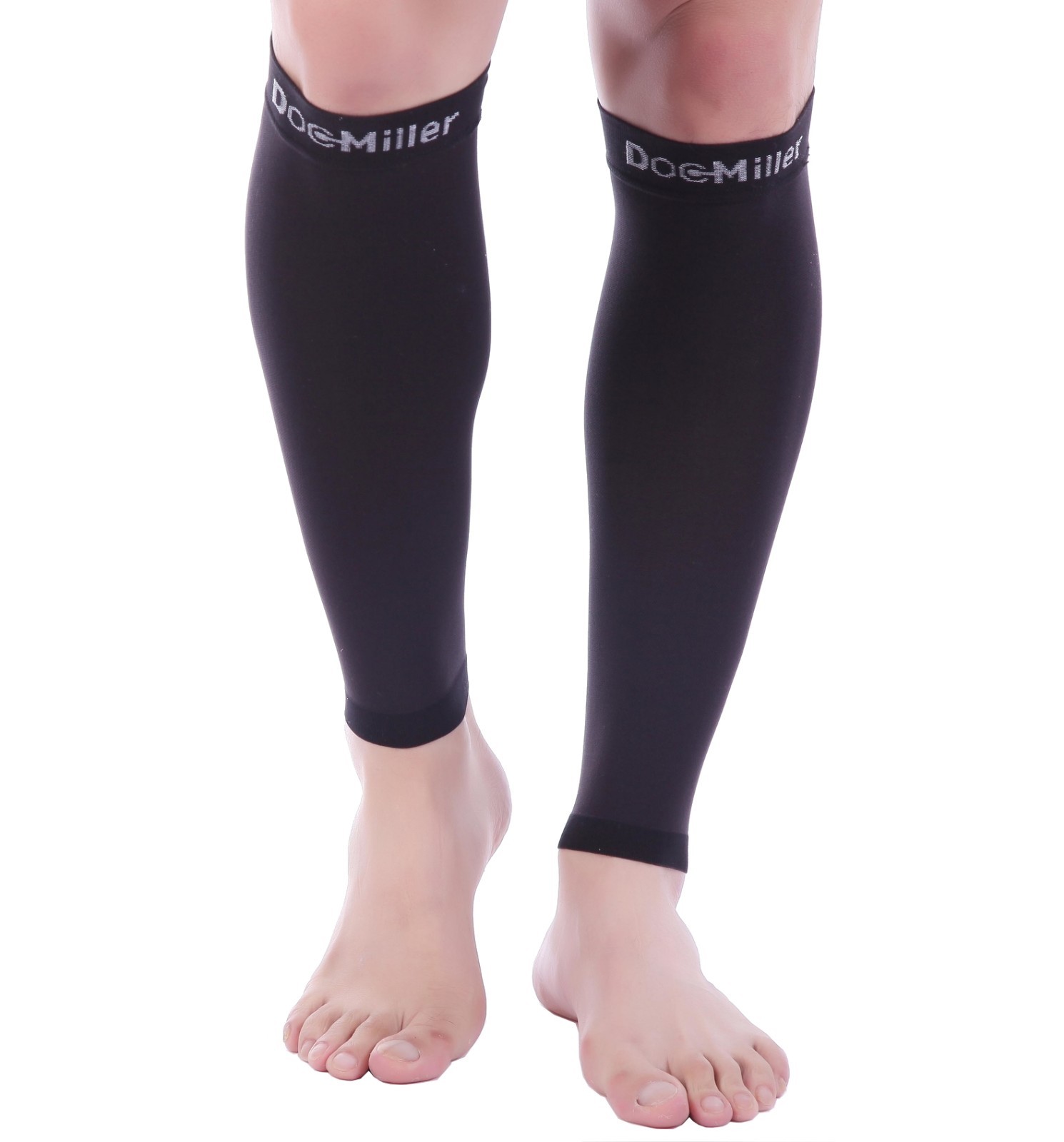 Doc Miller Calf Compression Sleeve Pair 20-30mmHg Recovery Varicose Veins BLACK