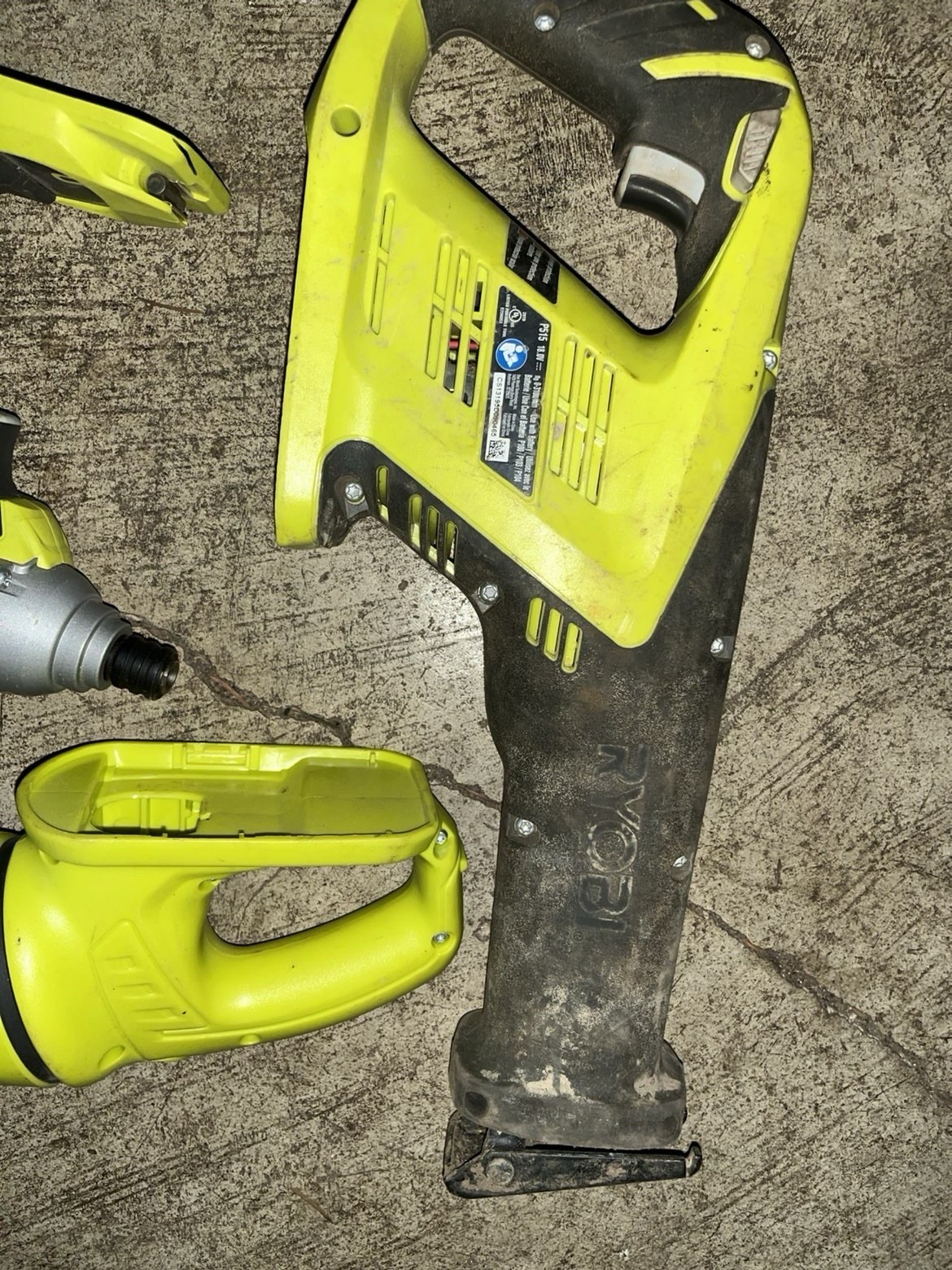 Ryobi 3-Tool Set Impact Driver Reciprocating Saw Flashlight Battery Yellow Black