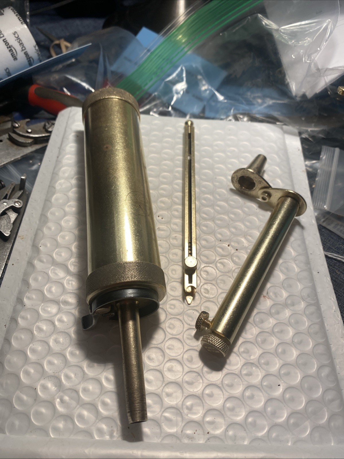 Brass Powder Horn, Measure and Capper.