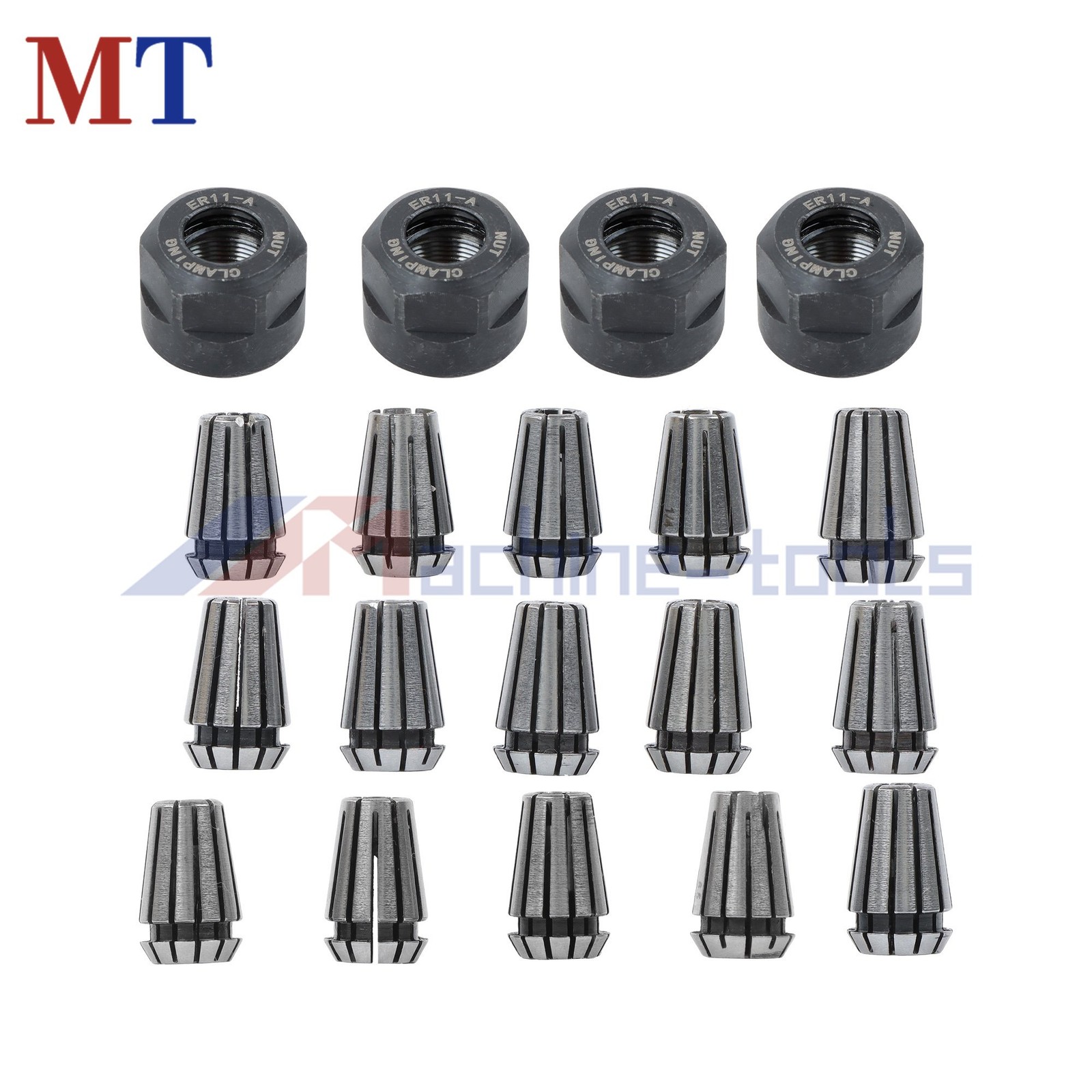 19pc ER11 Precision Collet Set for Mini CNC Mill Lathe M14 Thread Nuts