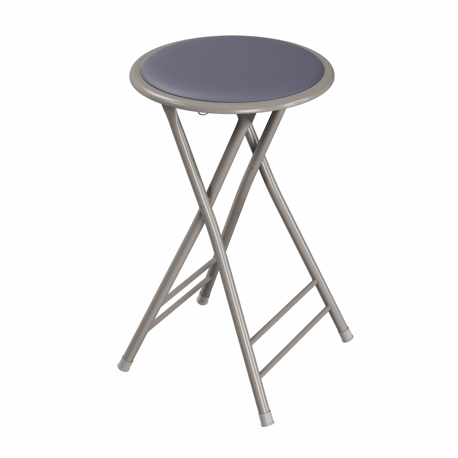 Gray 24 Inch Cushioned Folding Stool Extra Seating 300 Lb Capacity