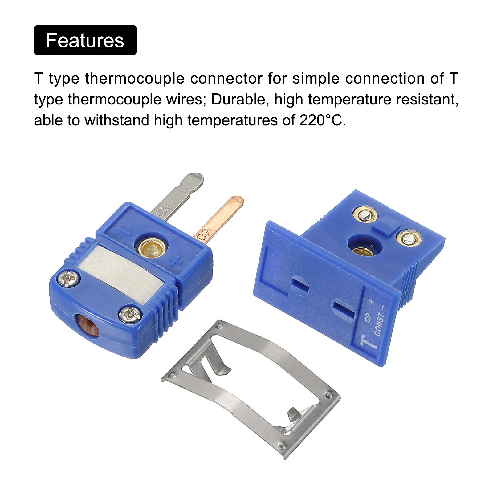 T Type Thermocouple Wire Connectors Male Plug with Panel Mount Mini Socket