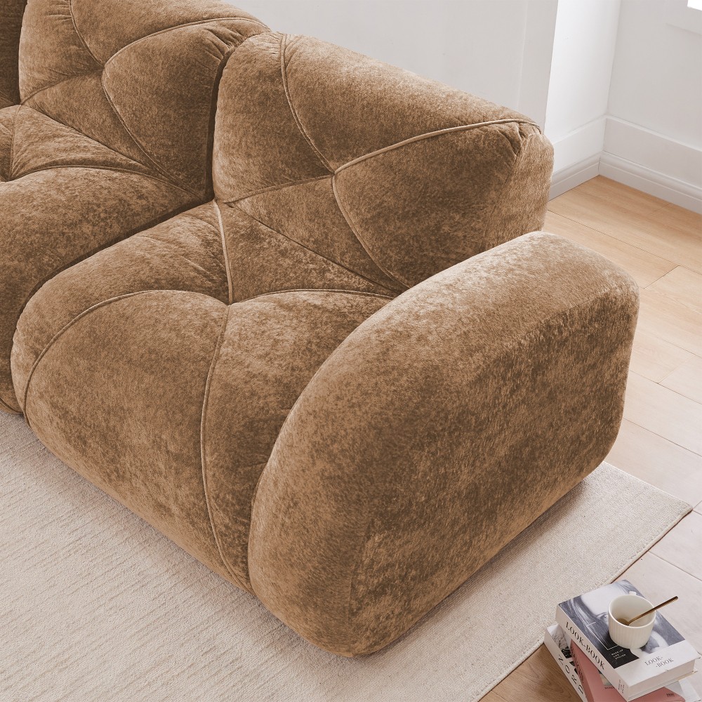 Comfy Velvet Cloud Couch 4-Seater Modular Sofa Set No Assembly