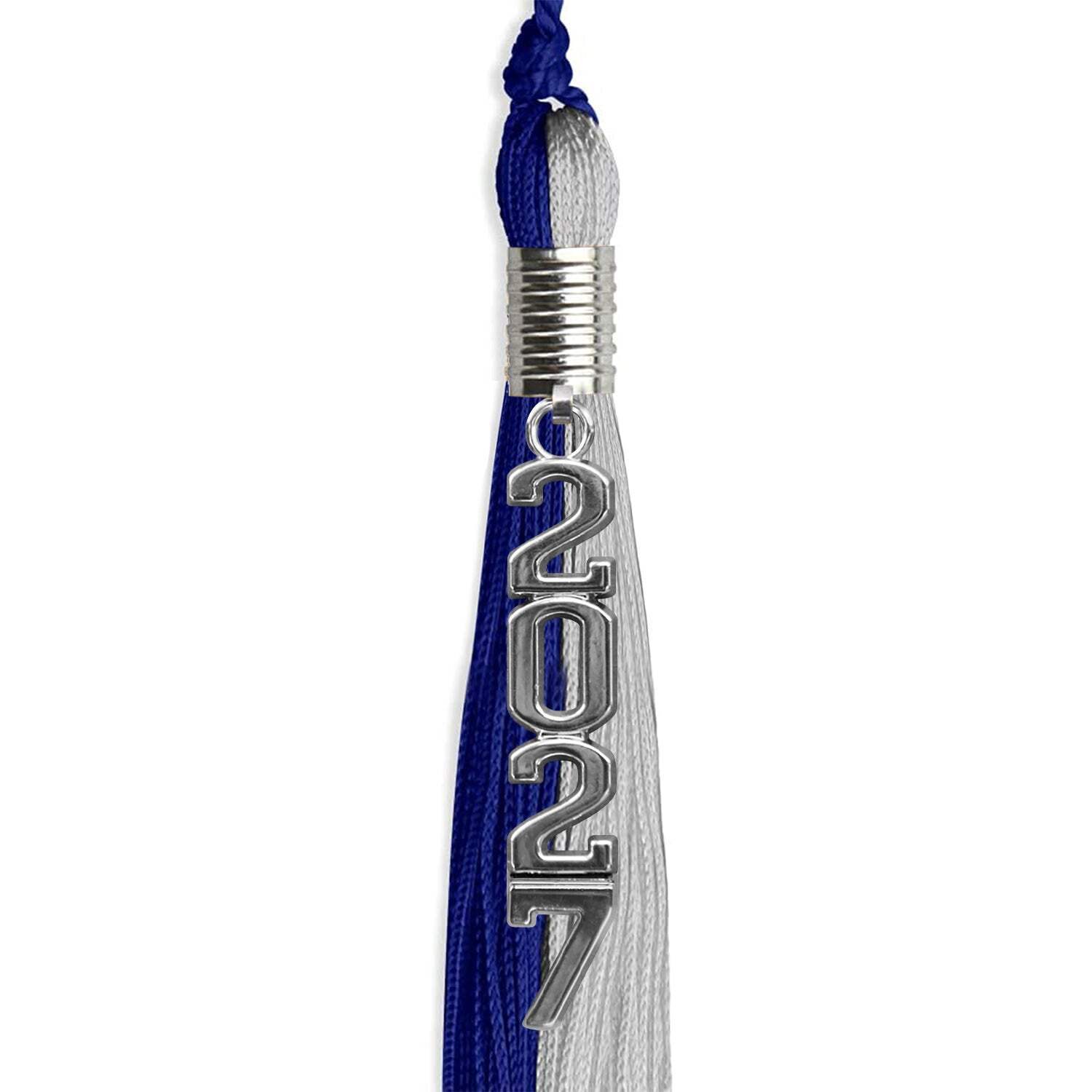 Endea Graduation Royal Blue/Grey Tassel With Silver Stacked Date Drop