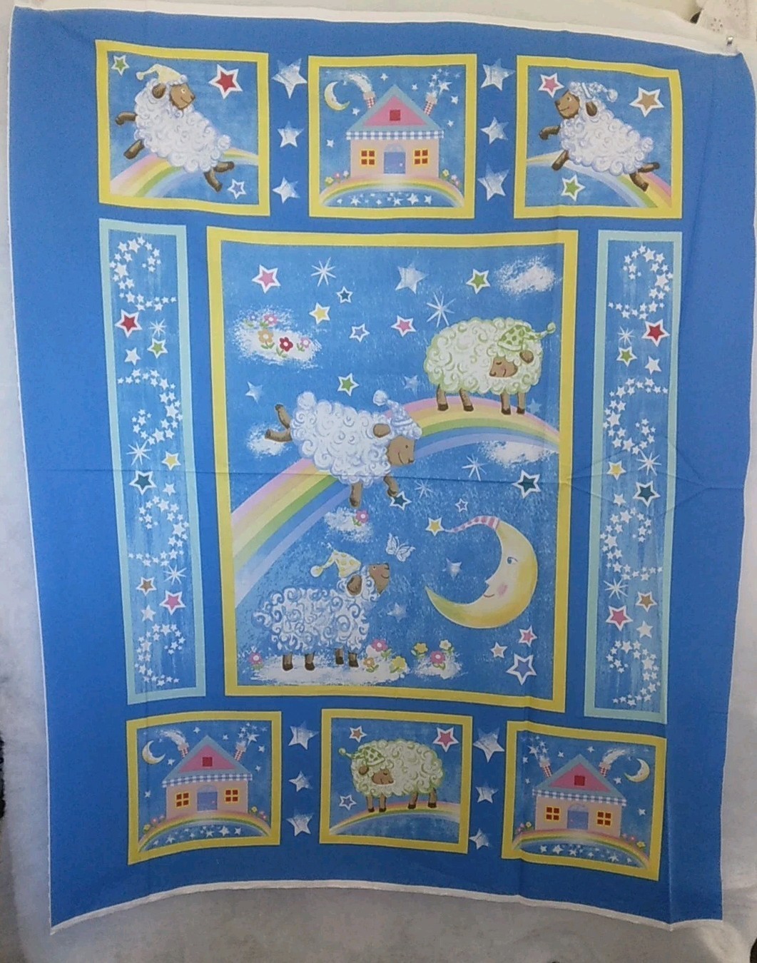 Counting Sheep Baby Nursery  Fabric PANEL 100% Cotton  36x45