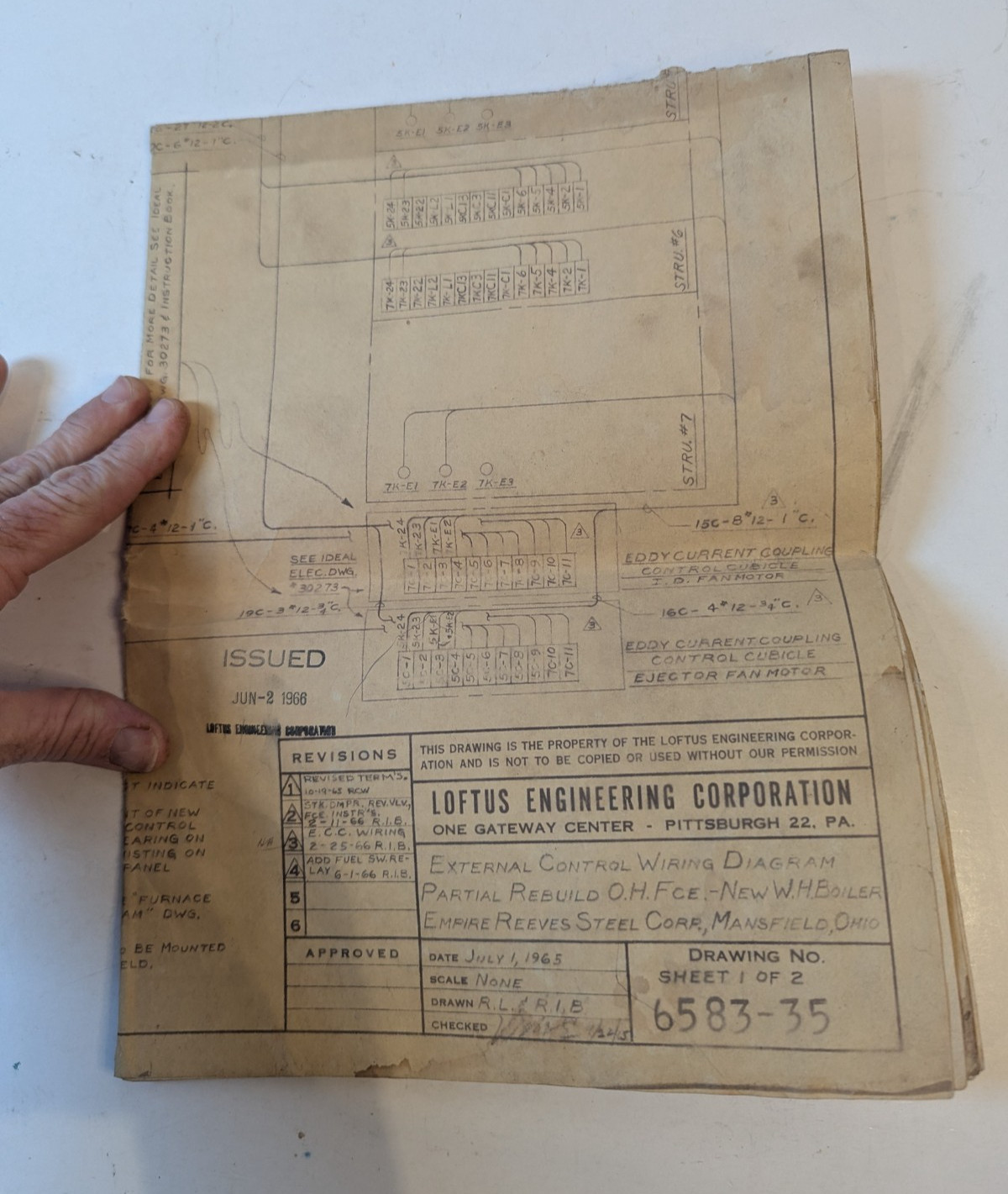 Vintage Loftos Engineering Corp External Control Wiring Diagram 1965 PA USA
