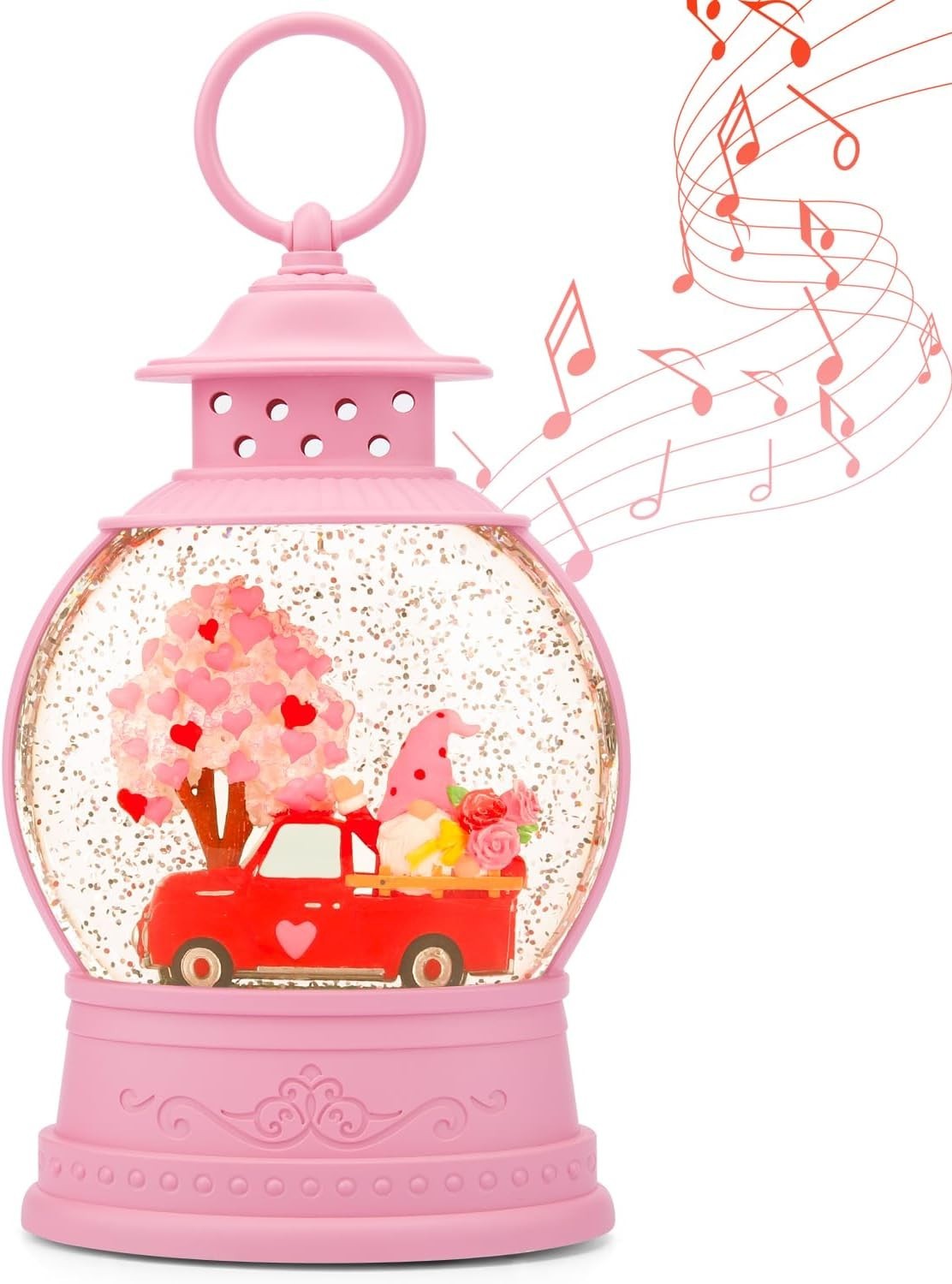 Decorations Musical Gnomes Snow Globe,Red Truck Light Up Globe 6H Timer, USB/Bat