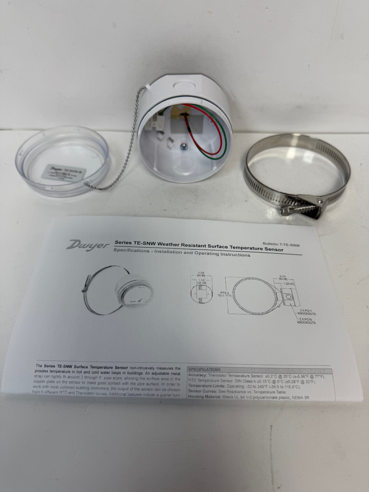 DWYER 100665-01 TE-SNW-B WEATEHR RESISTANT SURFACE TEMPERATURE SENSOR NEW OPEN