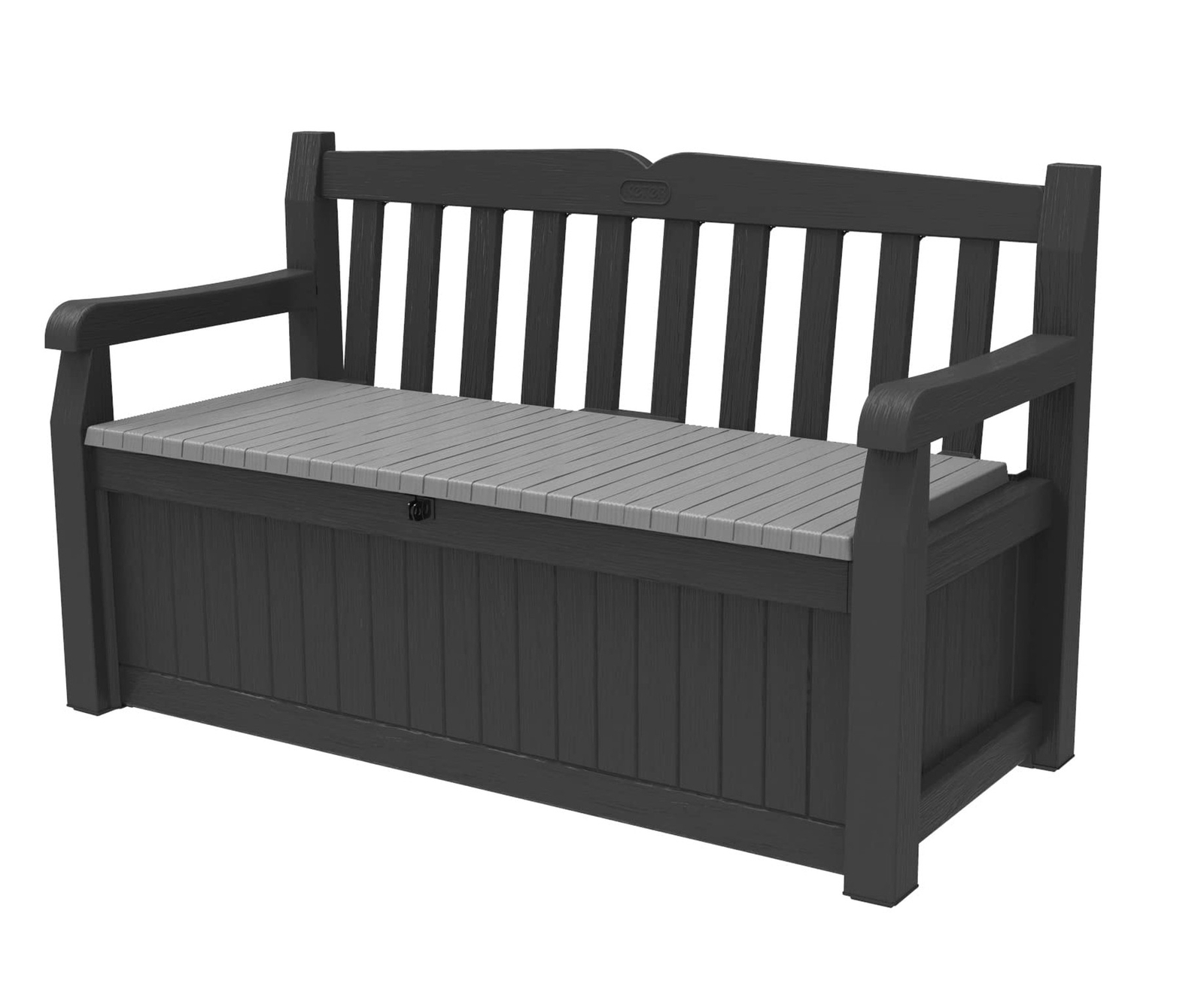 Keter Solana 70 Gallon Storage Bench Deck Box for Patio Furniture, Front Porc...