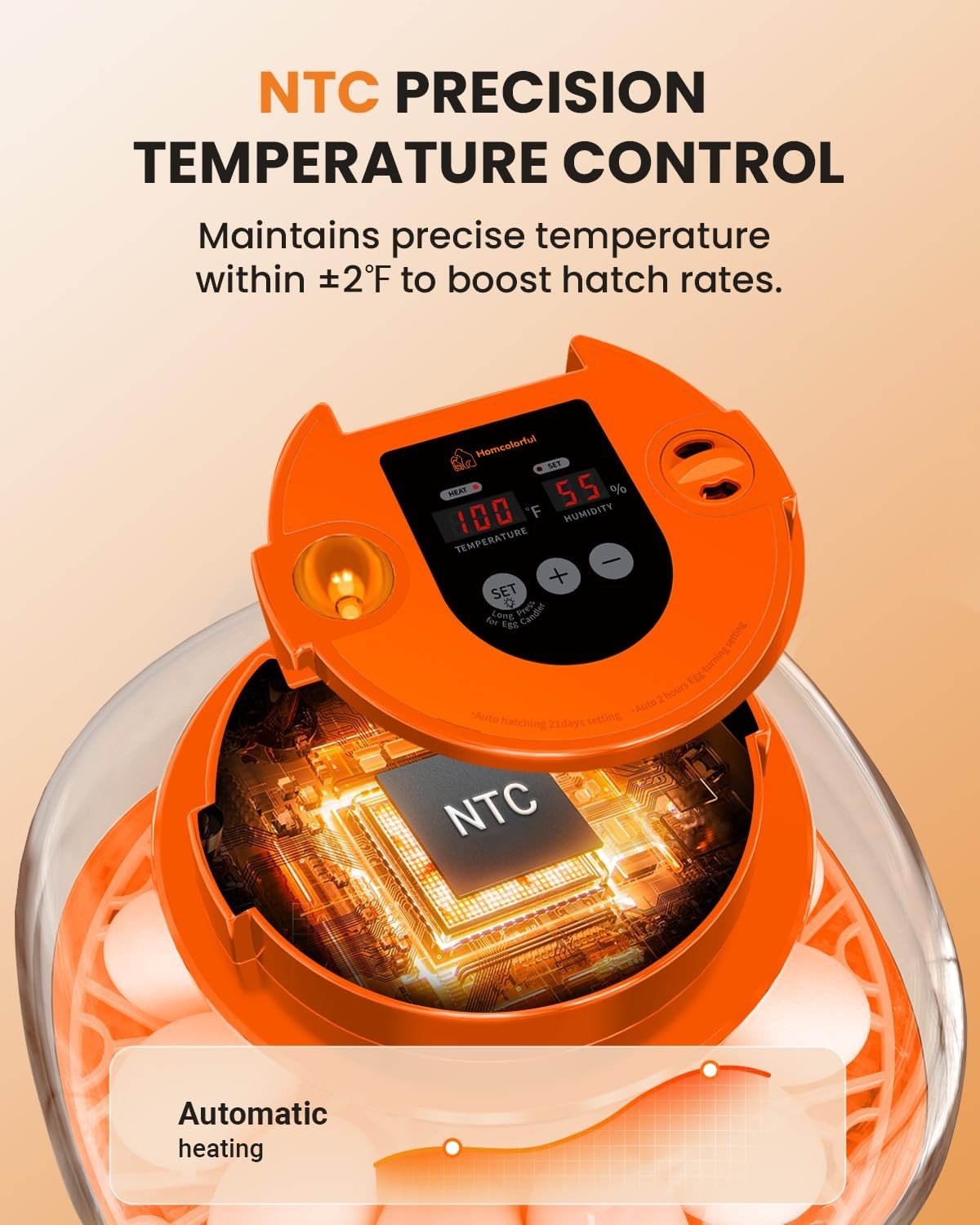 12 Egg Incubator with Automatic Turning & Humidity Control, Fully Automatic I...