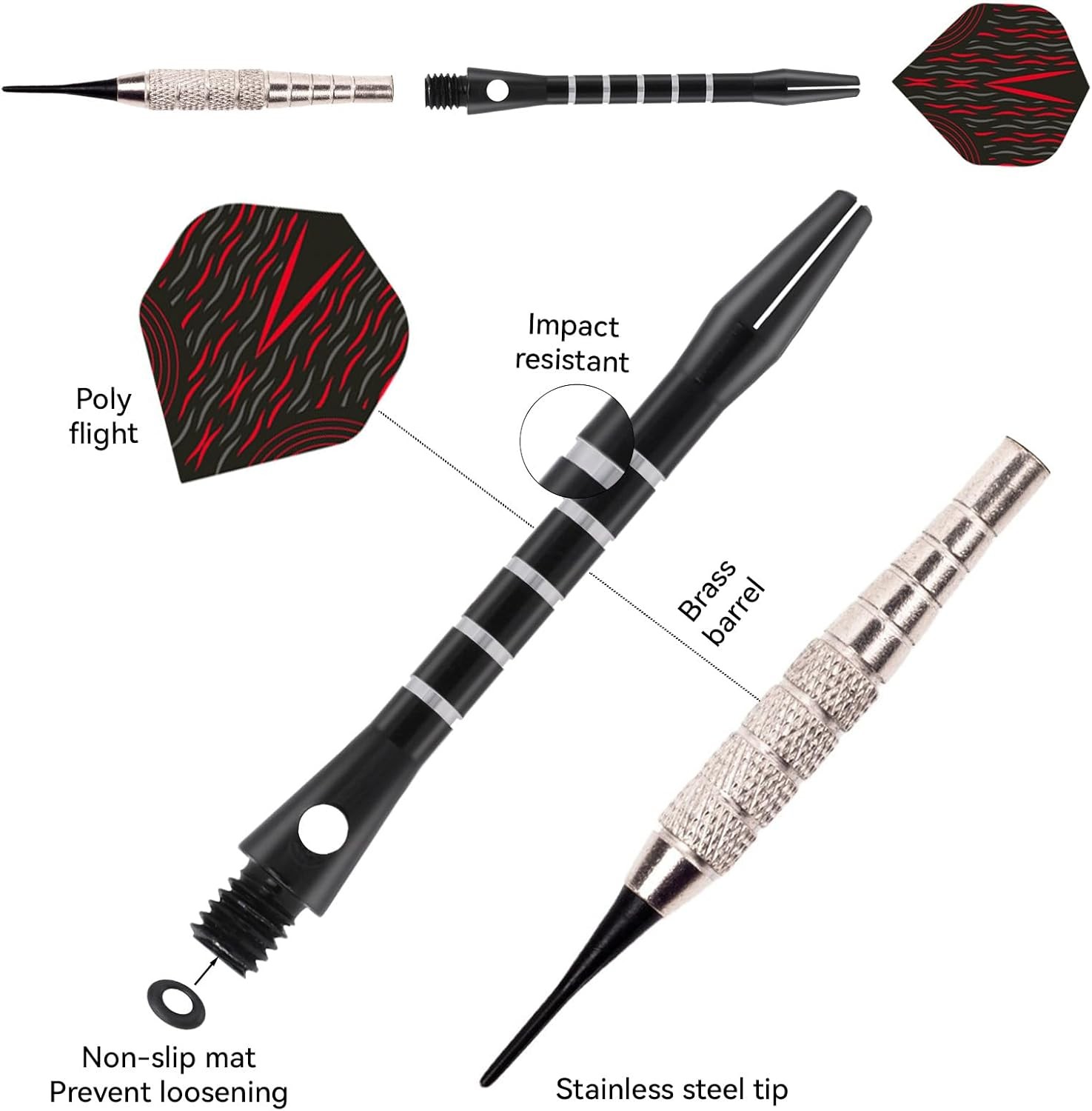 KALIONE 30 Packs Dart Shafts, Multi-color Shafts for Steel Tip,...