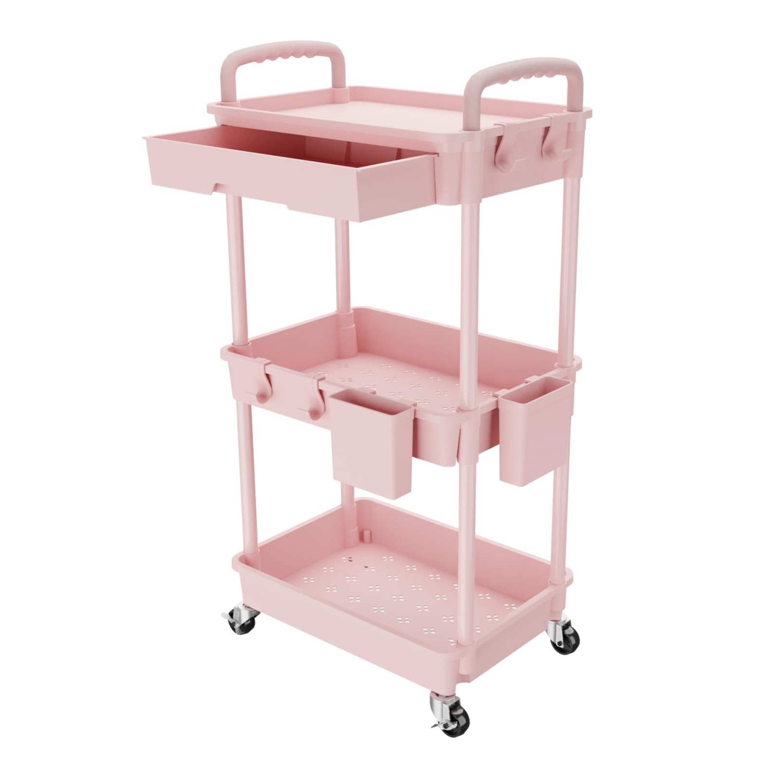 3 Tier Rolling Utility Cart with Drawer,Storage Cart,Rolling Cart for Kitchen...