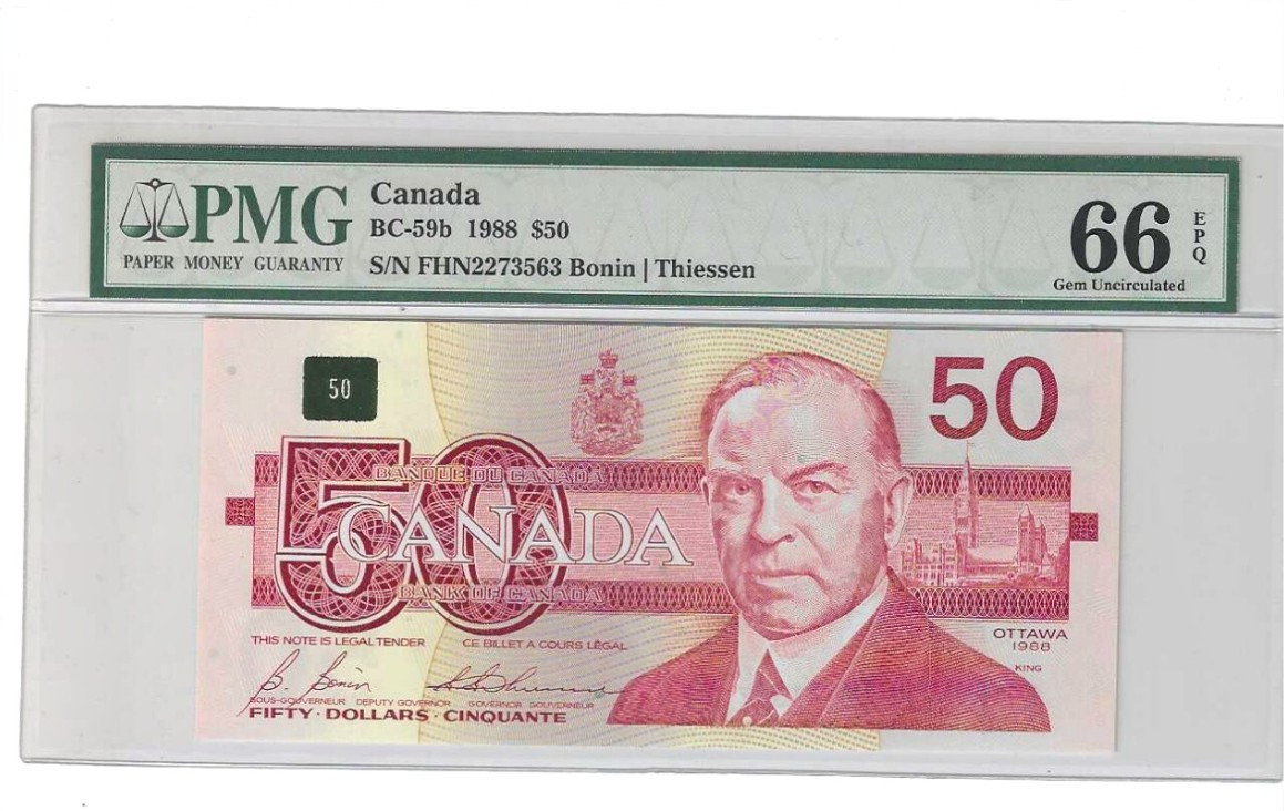 Canada $50 Dollars Banknote 1988 BC-59b  PMG  66 EPQ