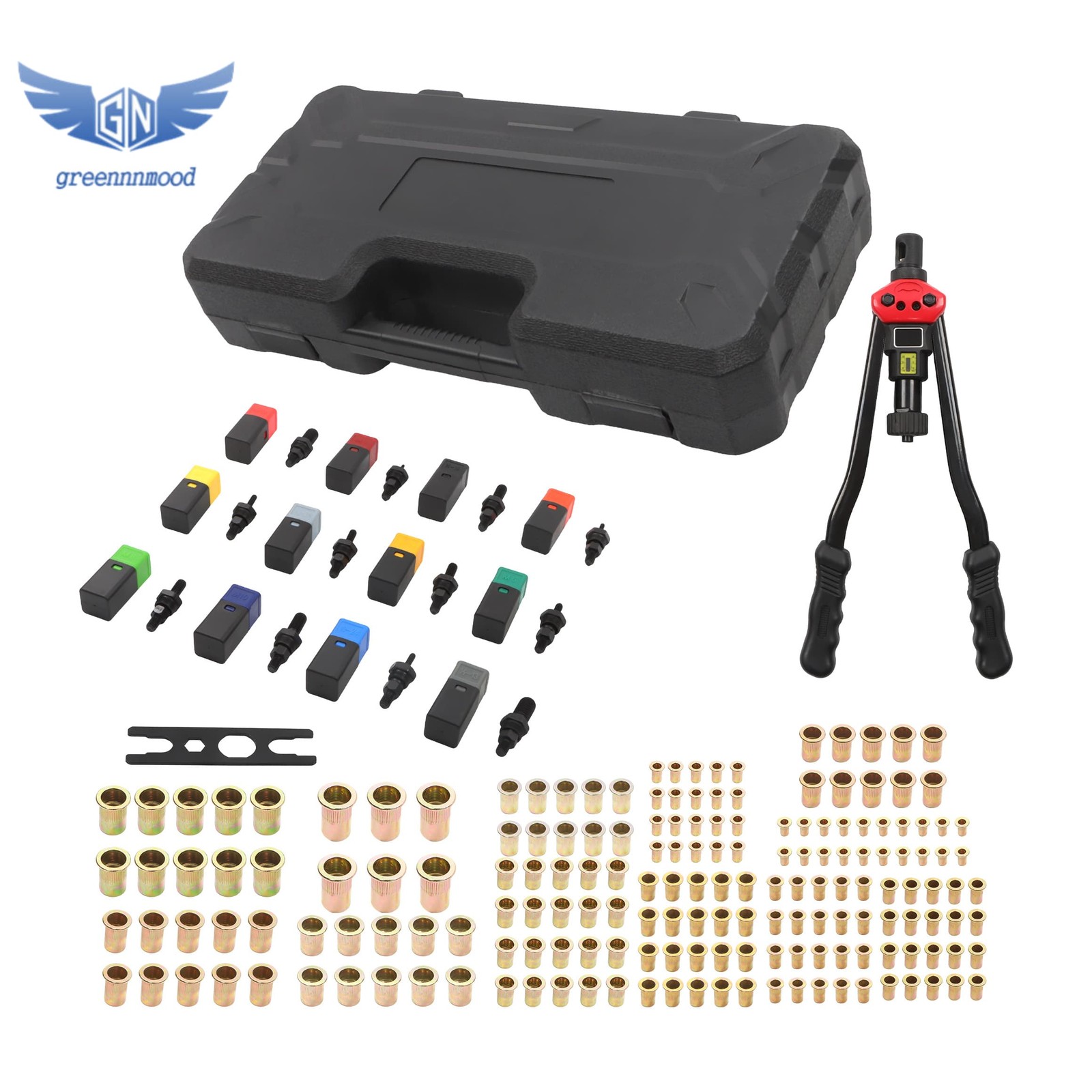 16-Inch Rivet Nut Tool Kit 12 Metric Imperial Mandrels 176Pcs Rivet Nut Kit