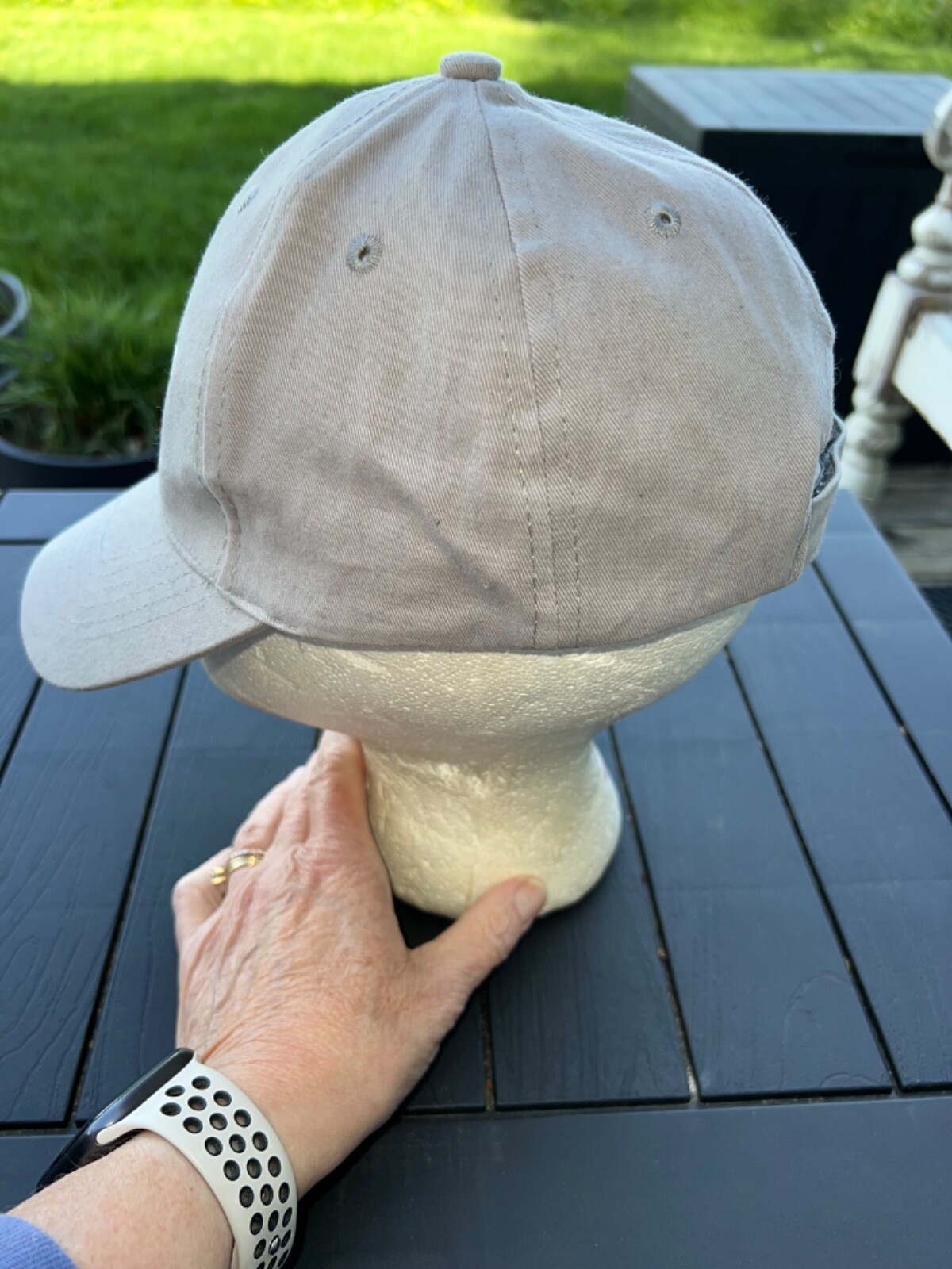 Coors Light w Mountain Red White Embroidery on Gray Hat Cap Hook Loop EUC