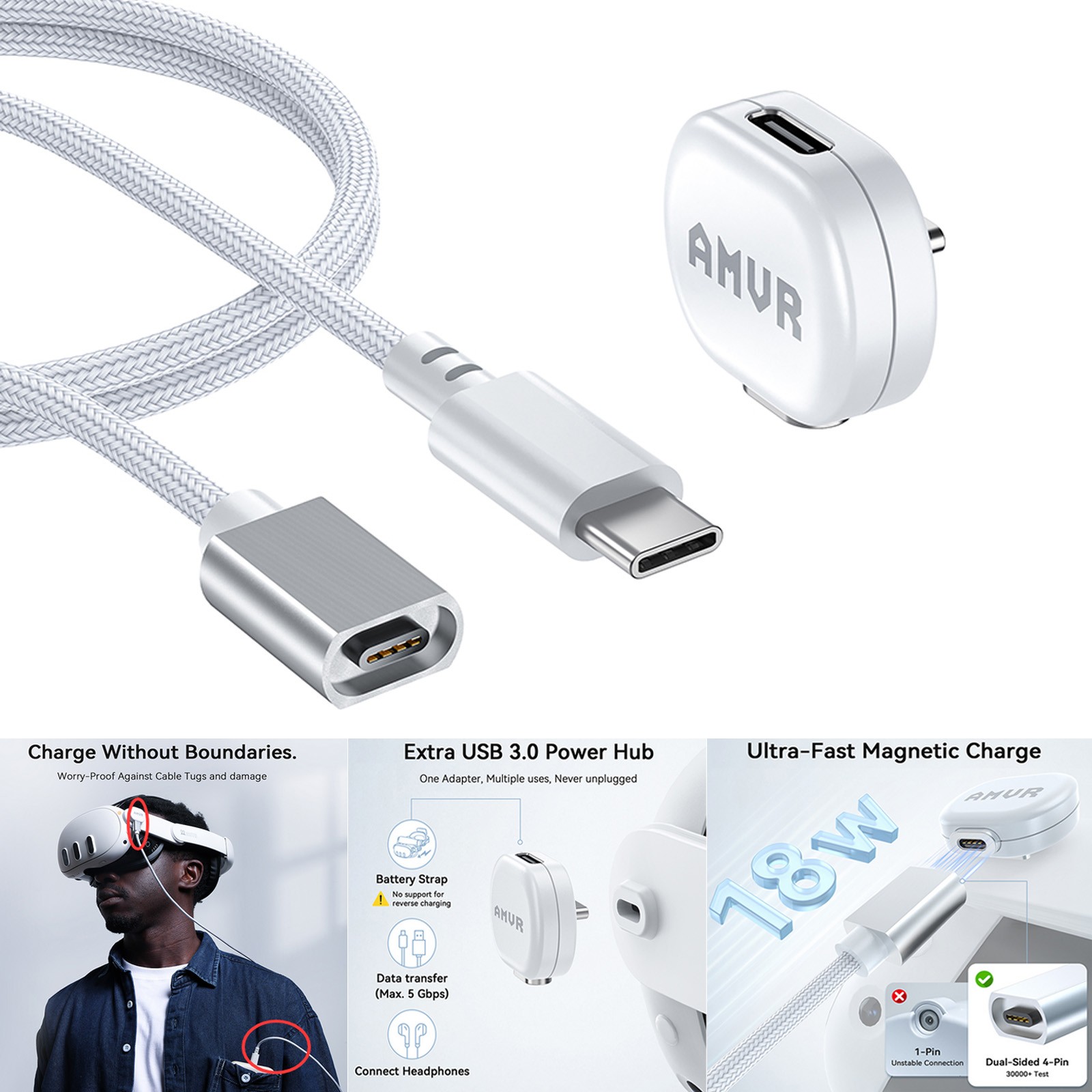 USB Magnetic Charging Cable /Data Transmission for Quest 3/3S/Pro VR Accessories