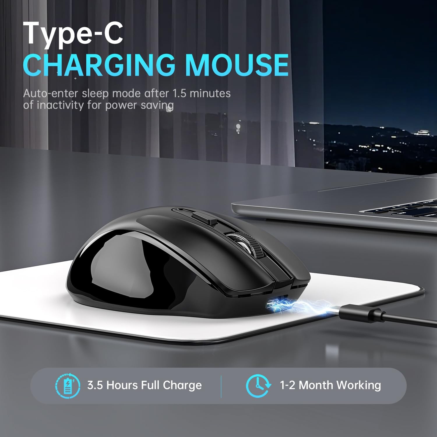 Rechargeable Bluetooth Wireless Mouse for MacBook air/MacBook pro/Tablet/Mac/...