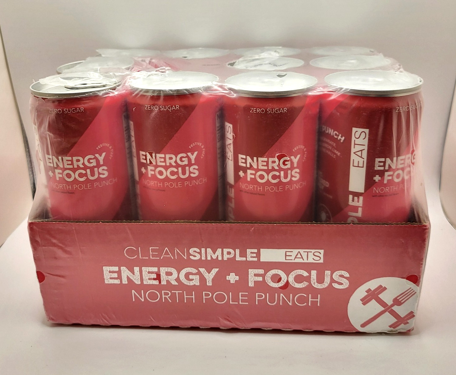 Clean Simple Eats 12 PACK Energy + Focus NORTH POLE PUNCH 12 oz cans x12 Pk