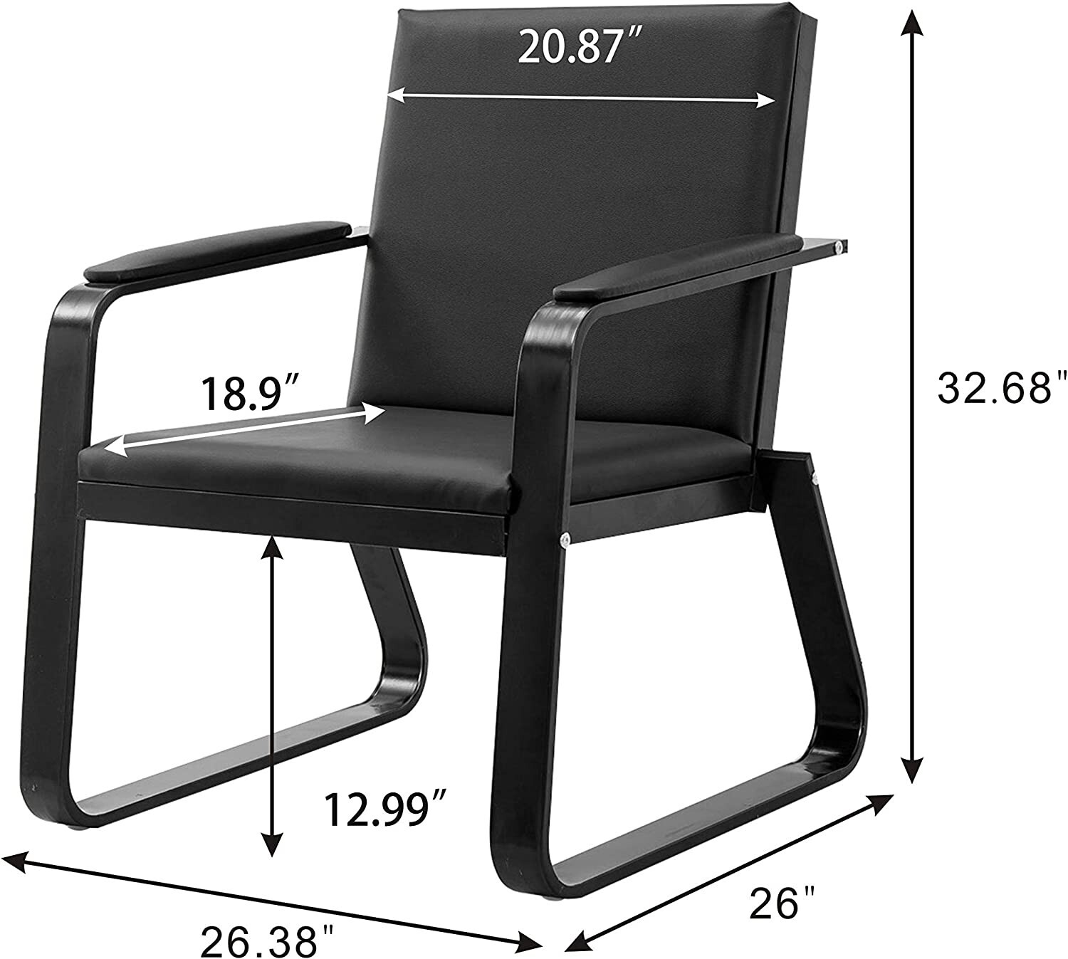 2 PCS Waiting Room Chair Reception PVC Leather Office Airport Bank Bench Guest