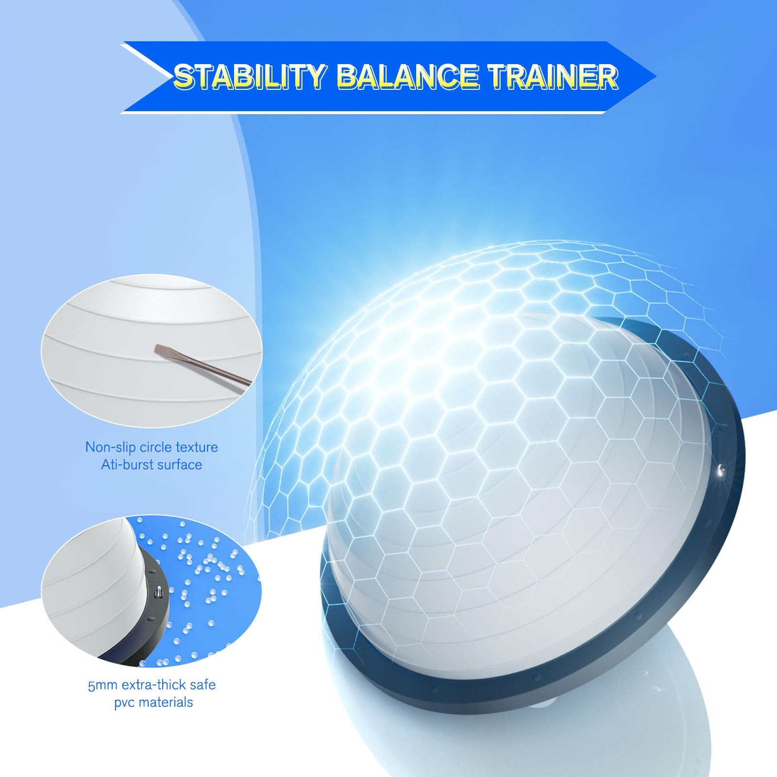 Half Balance Trainer - 23 Inch Half Exercise for Workout, Physical Therapy, Y...