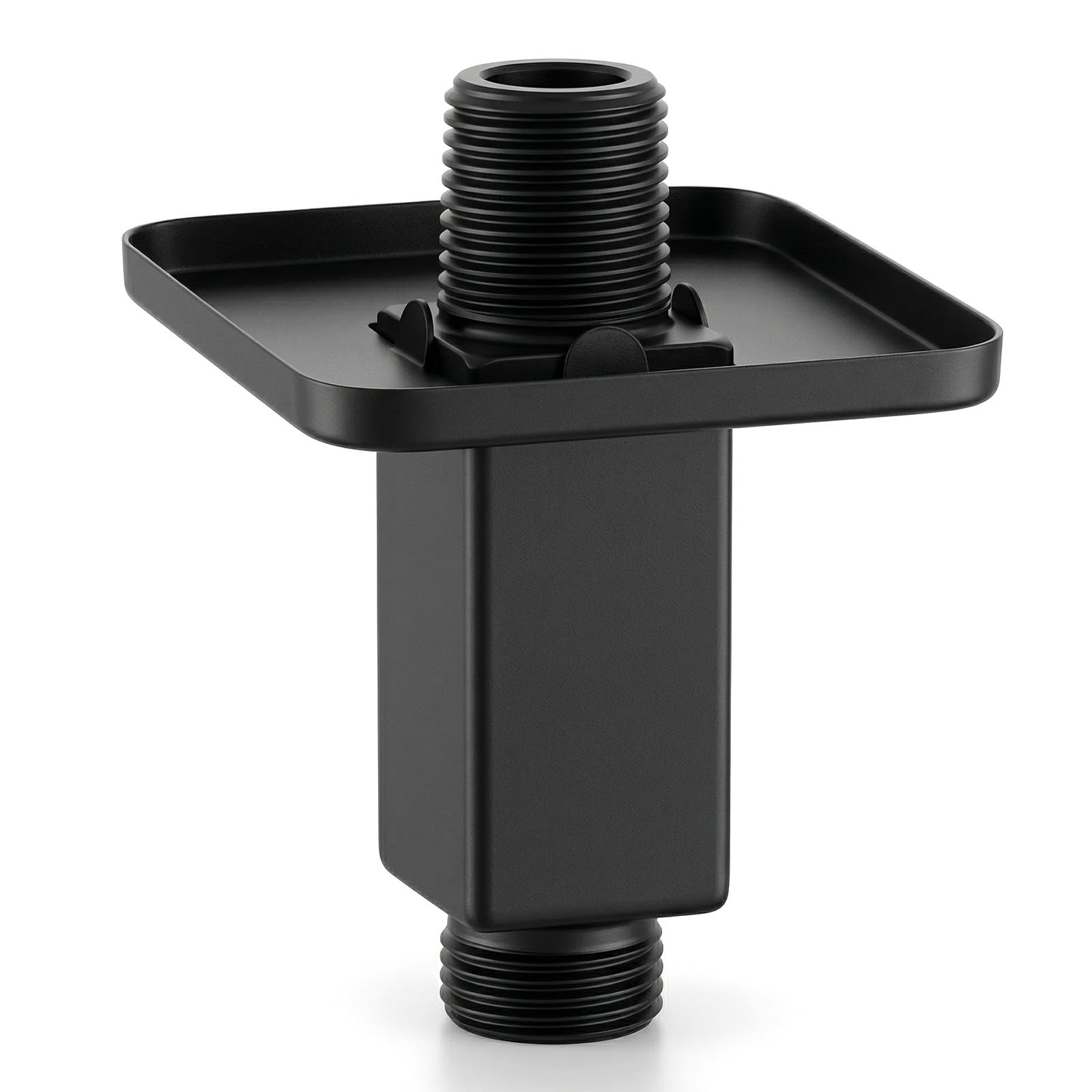 Straight Shower Arm With Flange, Square 3 Inch Matte Black Stainless Steel Ex...