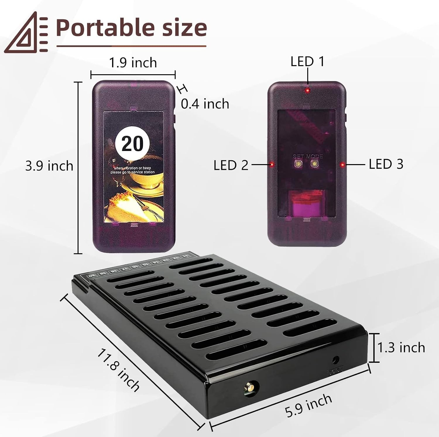 20-Unit Restaurant Buzzer System, 1640ft Wireless Range for Food Trucks & More