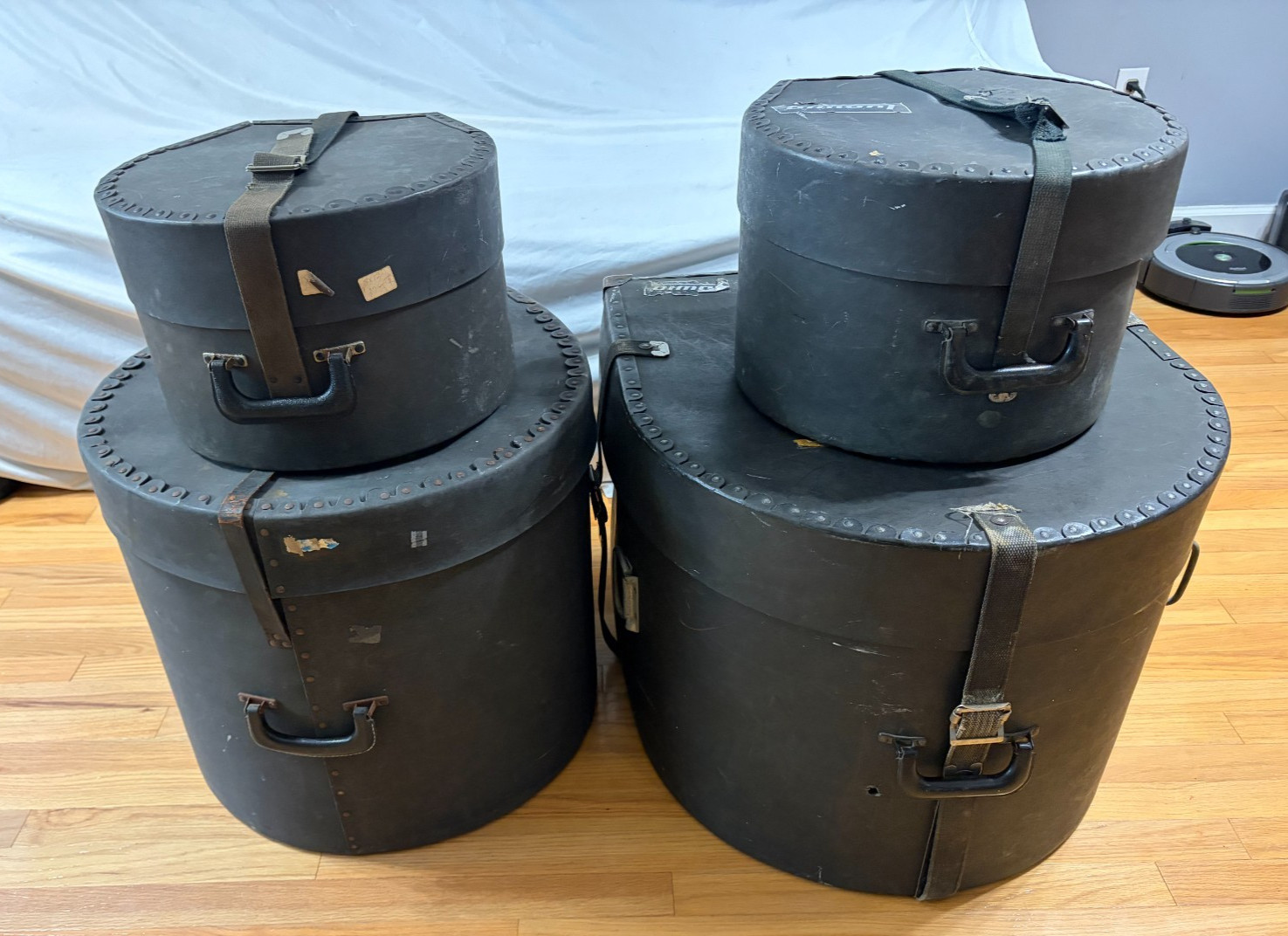 Vintage Hard Fiber Drum Cases Set of 4 22" Bass Drum