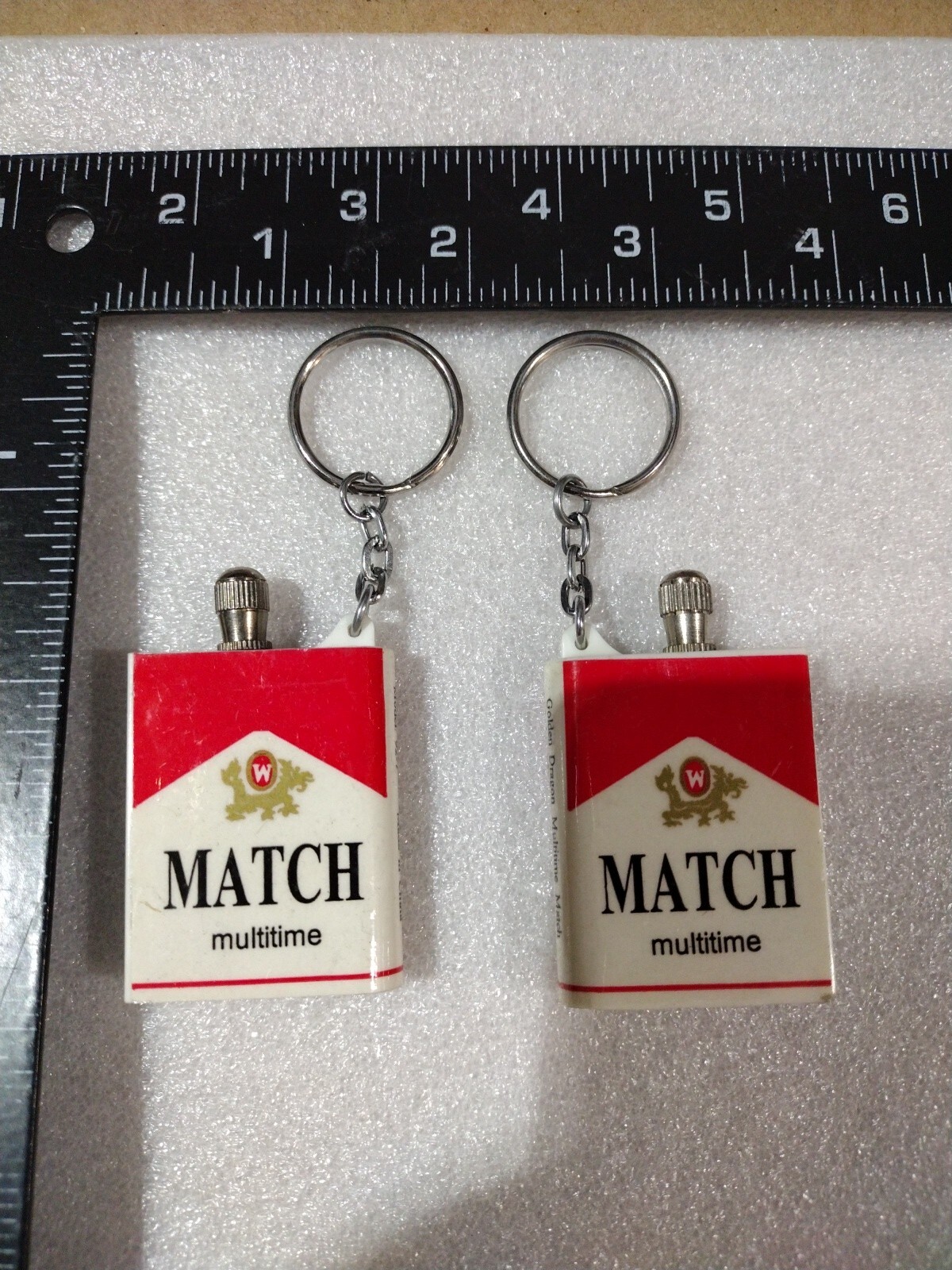 Vintage Golden Dragon Multitime Match Model:92-7 Flint Fire Starter Keychain 10x