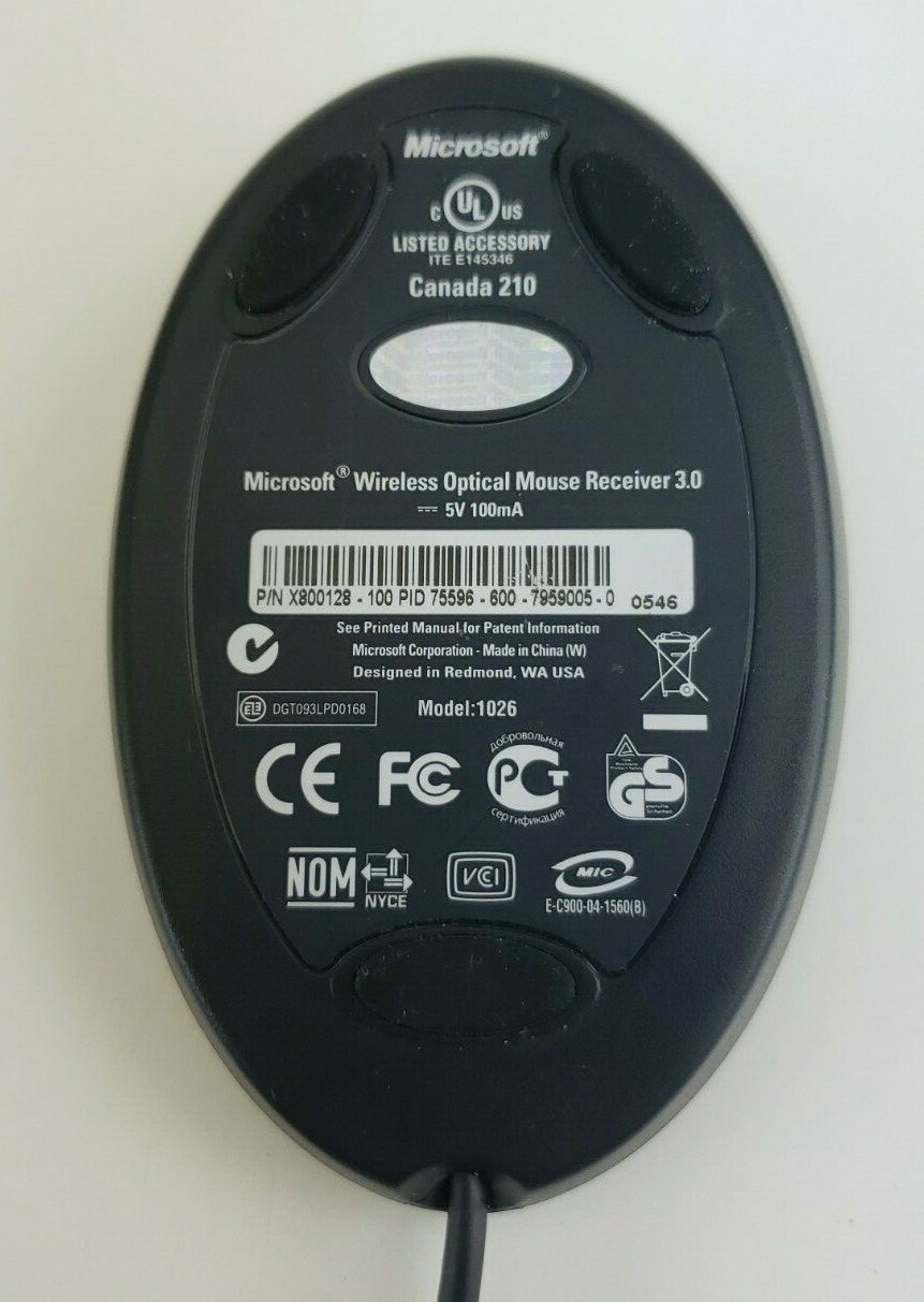 Microsoft # 1026 Black Wireless Desktop Mouse Keyboard Receiver 3.0 Replacement