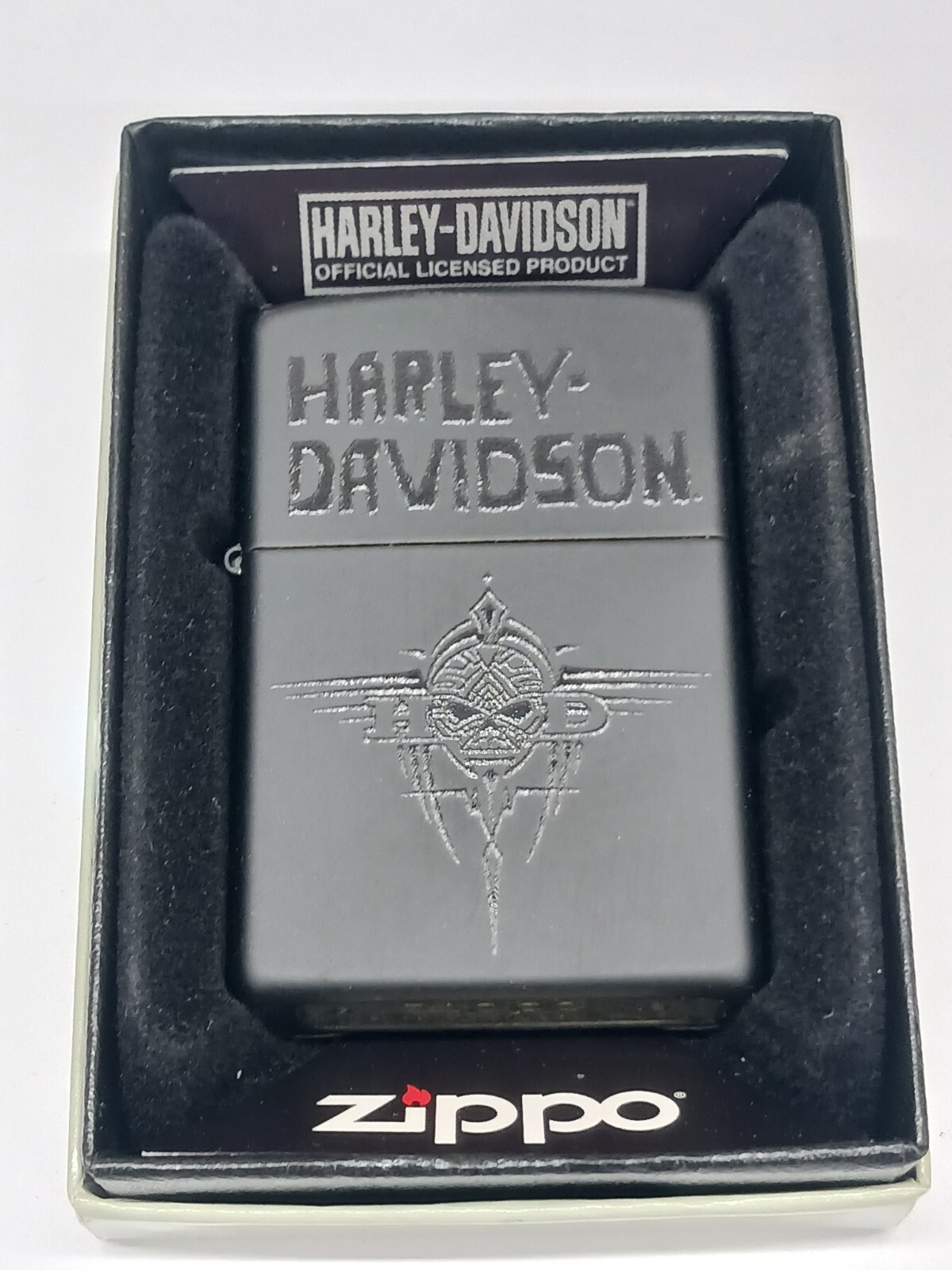 Zippo Harley Davidson Black Matte Skull Color Imaging 28979