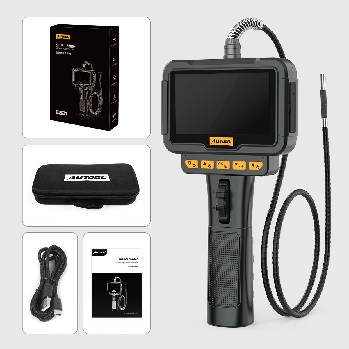 Industrial Endoscope Camera Borescope Inspection Camera 4.3" Screen 2-Way 360°