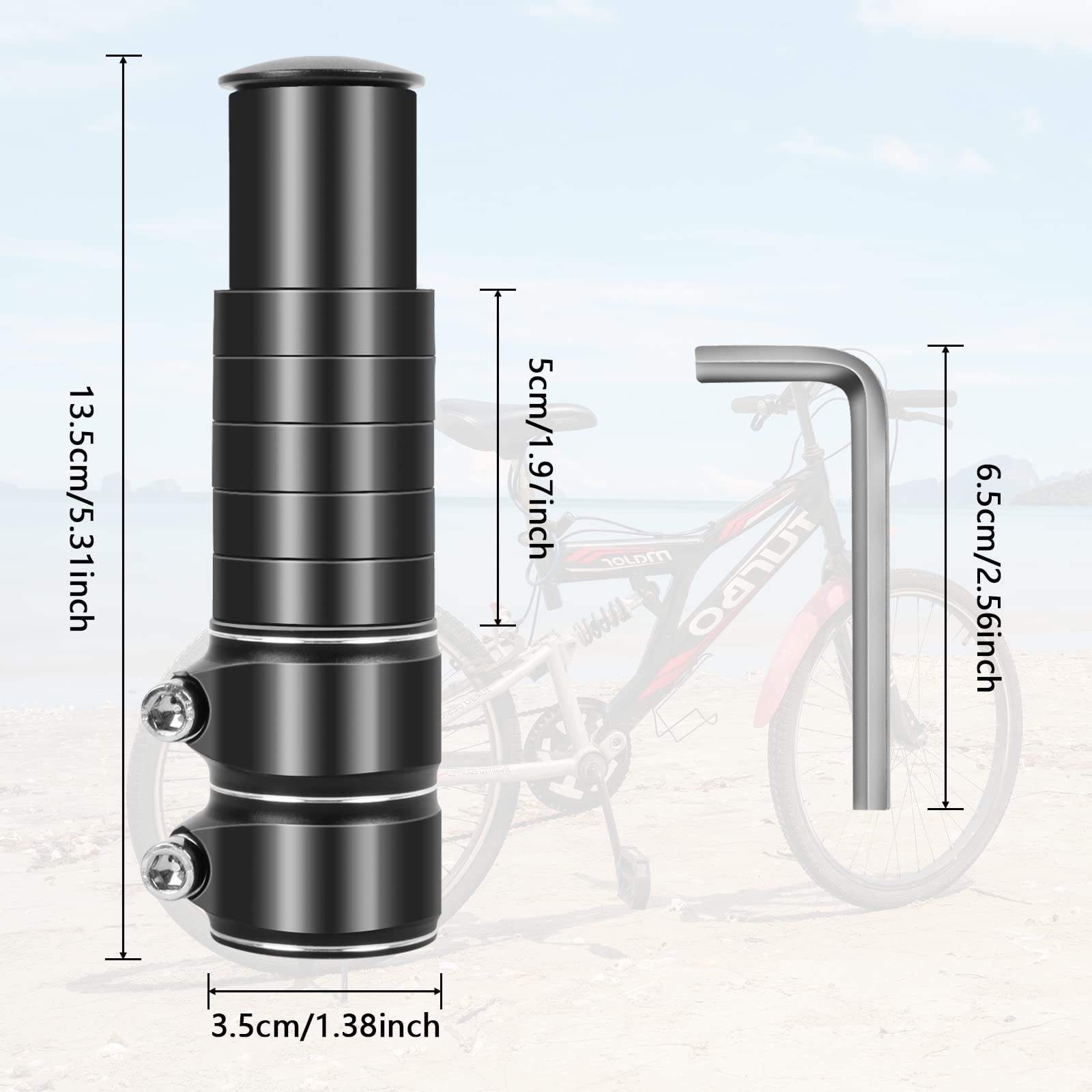 Bike Stem Riser Adjustable Bicycle Handlebar Extender Increases Bar Height Up...