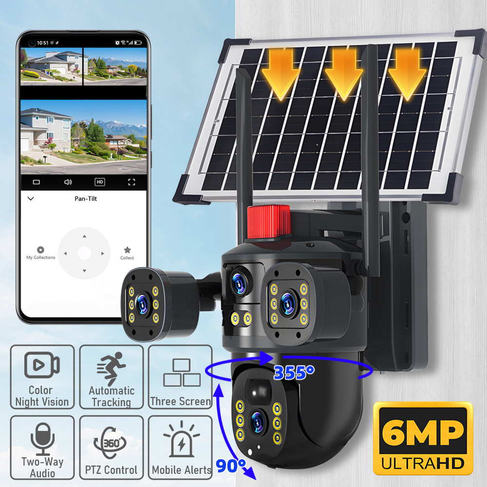 Solar Battery Powered Wireless WiFi Home Security Camera System Outdoor Pan/Tilt