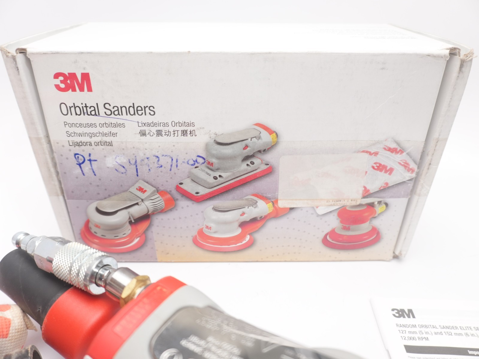 3M 28515 Elite 5" Pneumatic Random Orbital Sander Self-Generated Vacuum