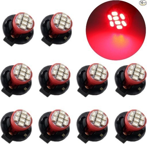 LED Dash Instrument Light Bulbs Pure Red with Twist Lock Socket, Ex Color: Red