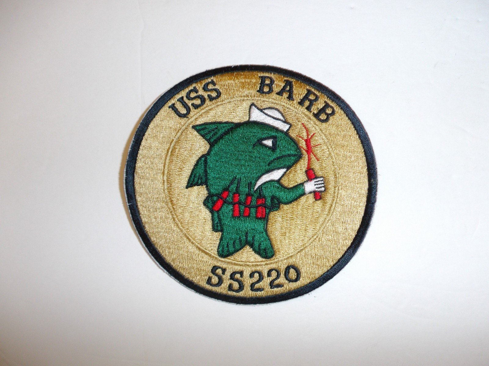 b4751 WW 2 US Navy Submarine Patch USS Barb SS-220 Sub IR35F
