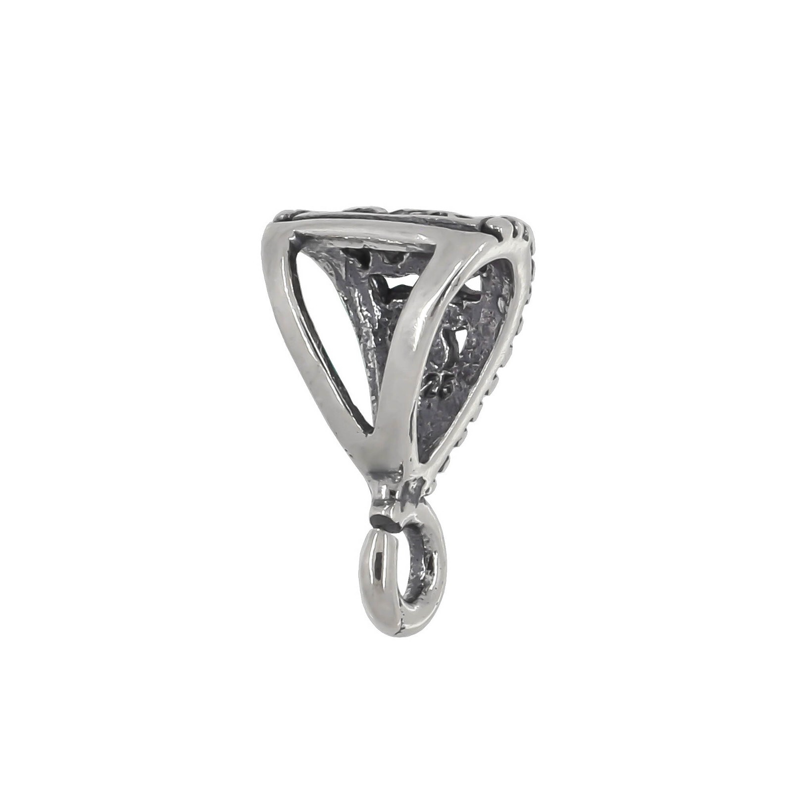 Sterling Silver Flower Pendant Clasp Bail Connector with Open Loop #51176