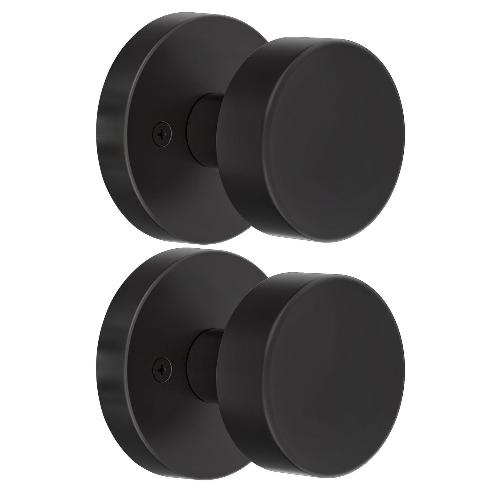 naubea 2 Pack Matte Black Dummy Door Knob Interior, 2 Dummy,