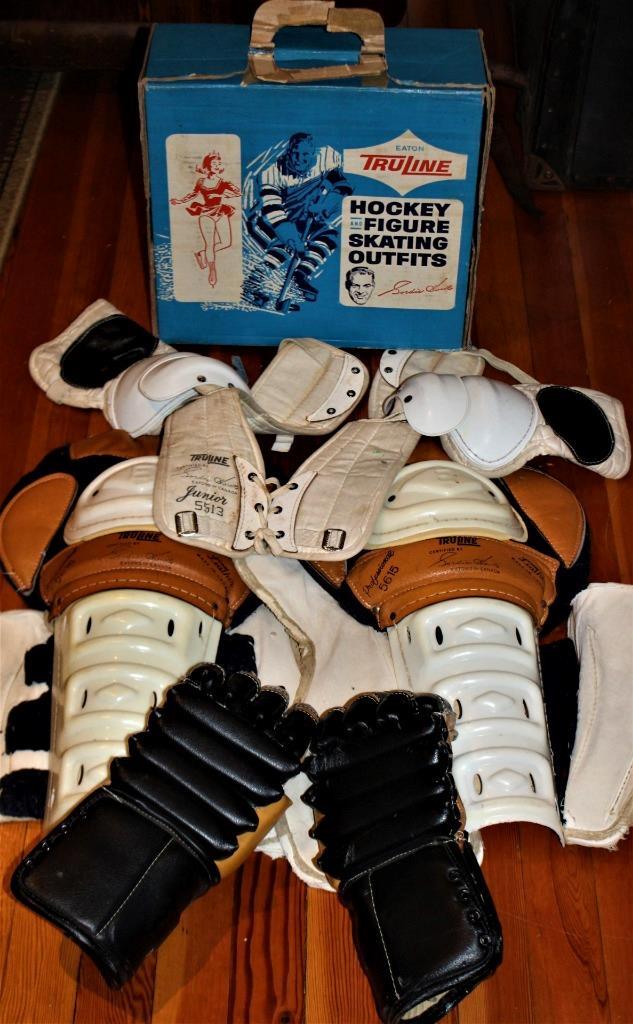 Vintage Gordie Howe Truline Eatons Hockey Gear Shoulder Knee Pads Gloves Skates!