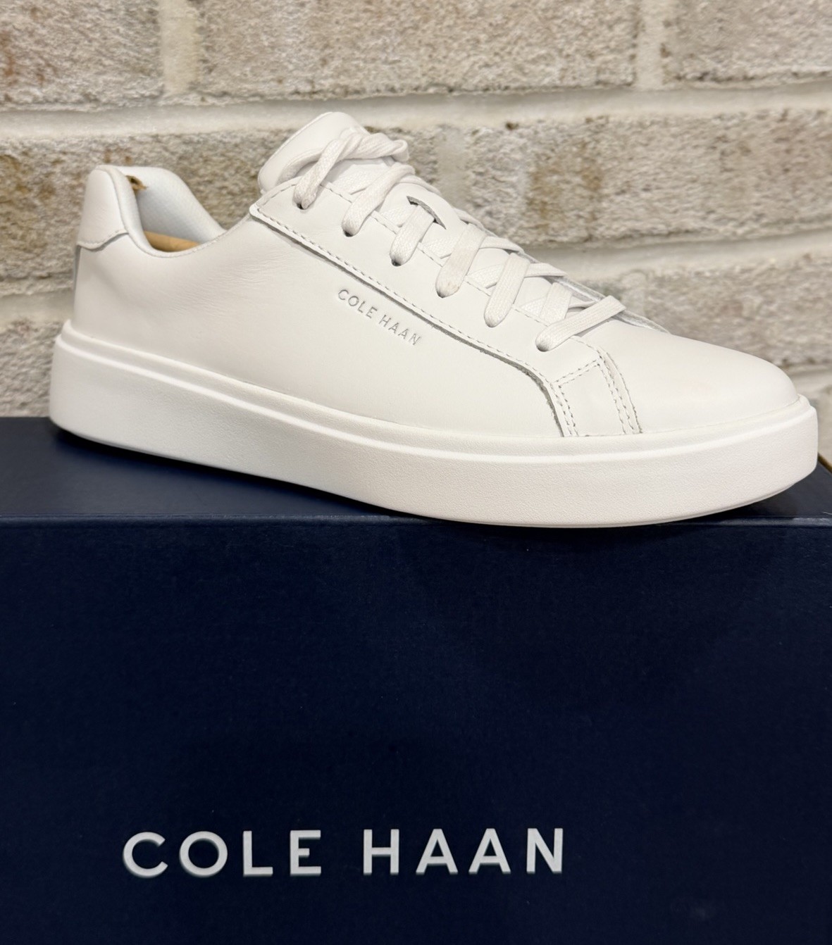New Women's Cole Haan Grand Crosscourt Daily Leather ALL WHITE Sneaker Sz 7