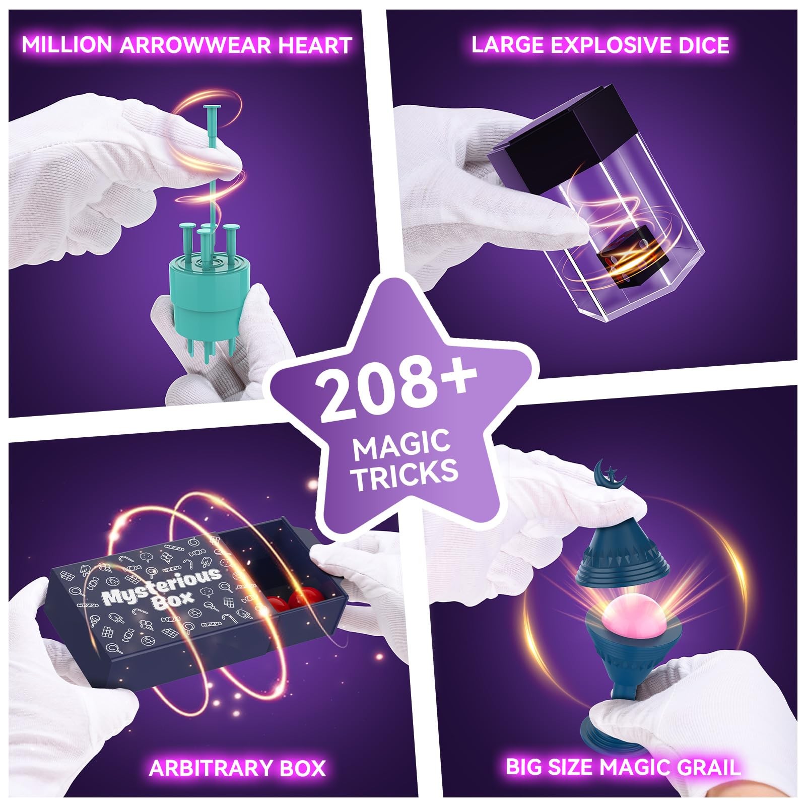 Magic Kit - 208+Magic Tricks for Kids Age 6-8, 28PCS, Multicolored
