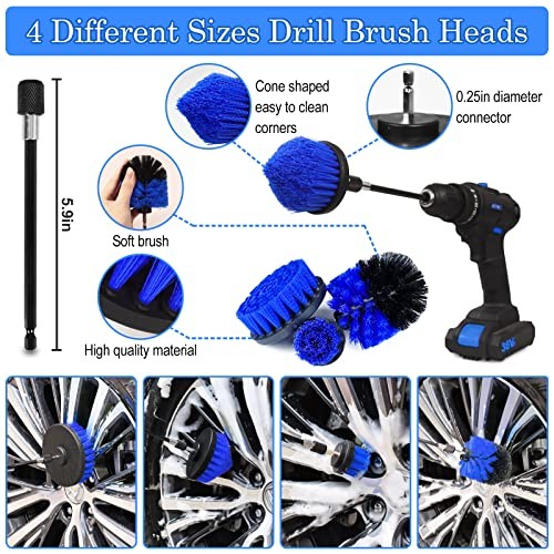 27Pcs Car Detailing Kit, Car Cleaning Kit, Car Detailing Brush Set, 27PCS-Blue