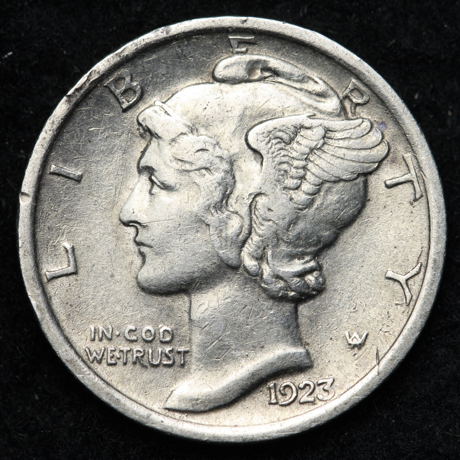 1923 Mercury Silver Dime CHOICE AU E219 WAL