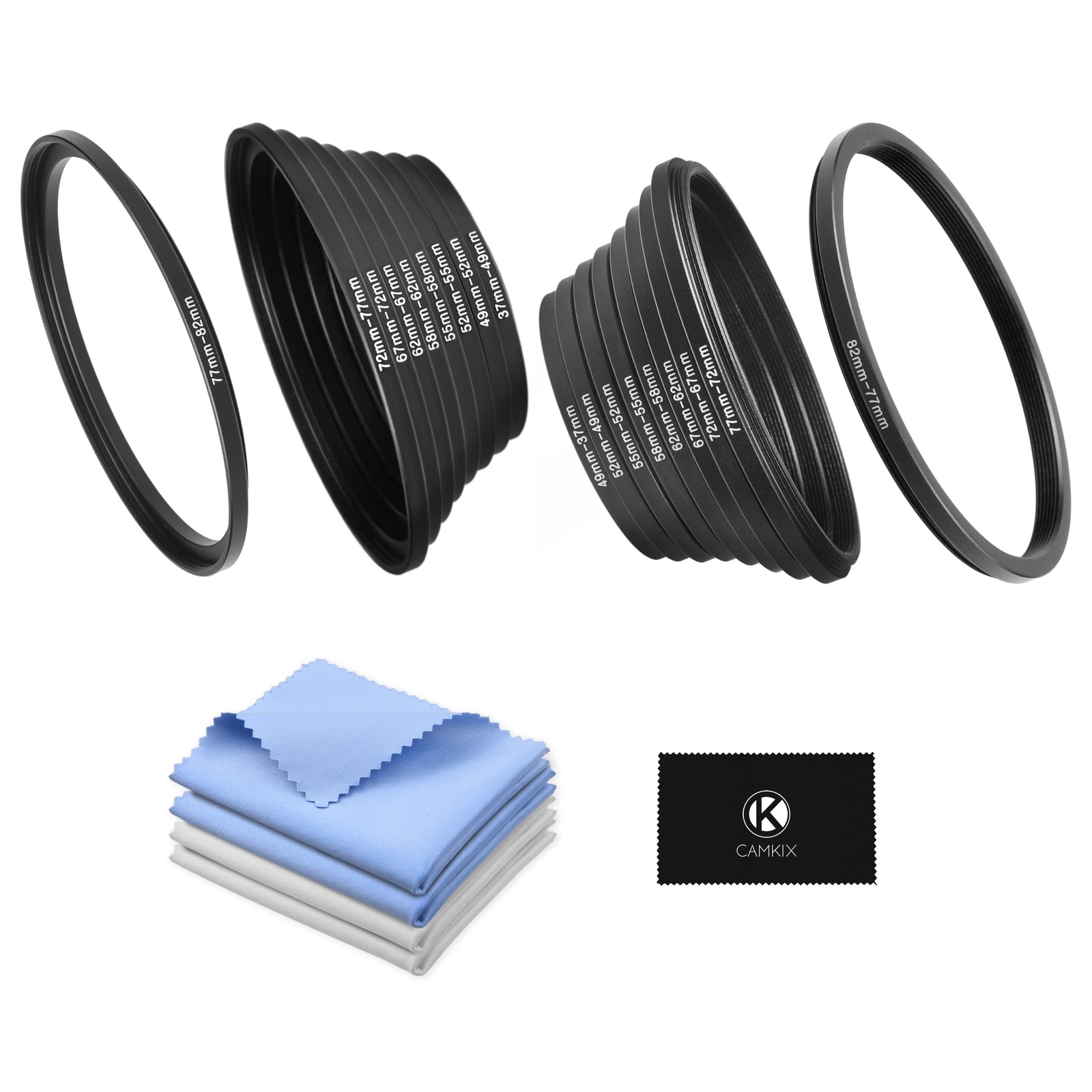 18-Piece Filter Ring Adapter Set - 9X Step-Up Rings and 9X Step-Down Rings fo...