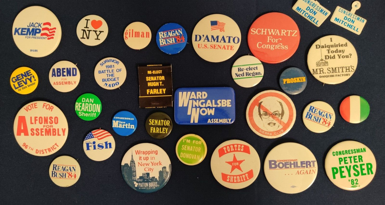 Political Buttons-Vintage-NY/National Vintage Repulican Reagan/Bush era ~30