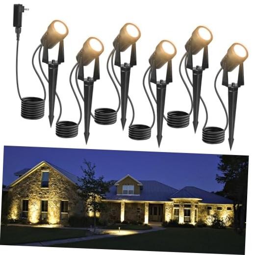 Outdoor Landscape lighting Low Voltage, 65.6FT Wired LED Spot light 6-Light