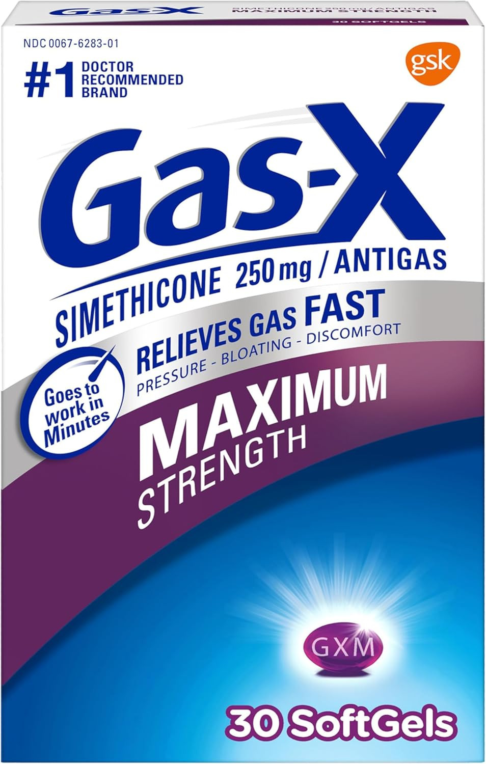 Maximum Strength Gas Relief Softgels with Simethicone 250 Mg - 30 Count