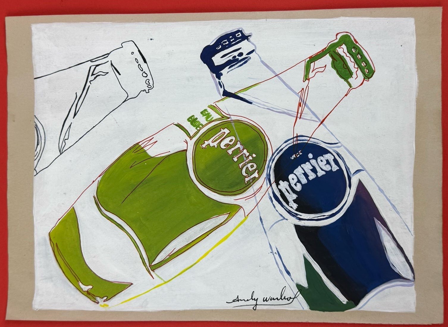 Andy Warhol (Handmade) Mixed Media on Paper Painting signed and stamped