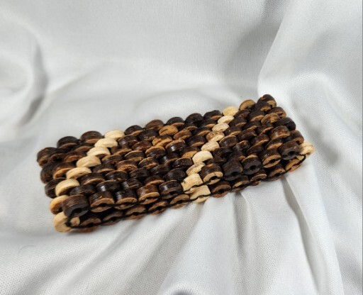 NEW Unique Wide Multi Strand Fine Wood Bead Bracelet / Bangle