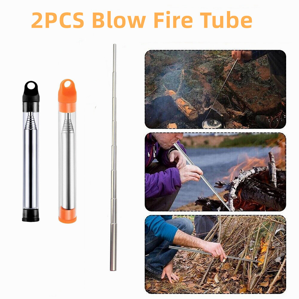Stainless Steel Blow Fire Tube Retractable High Effective Mouth Blowpipe Stick